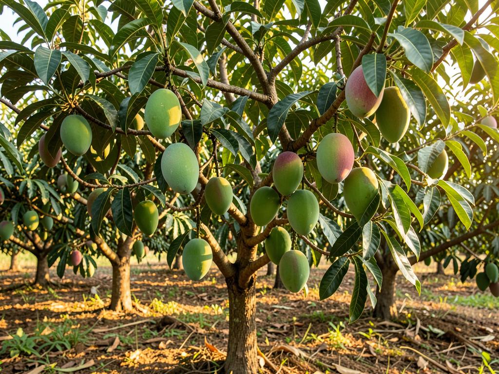 Árboles de mango cargados de fruta