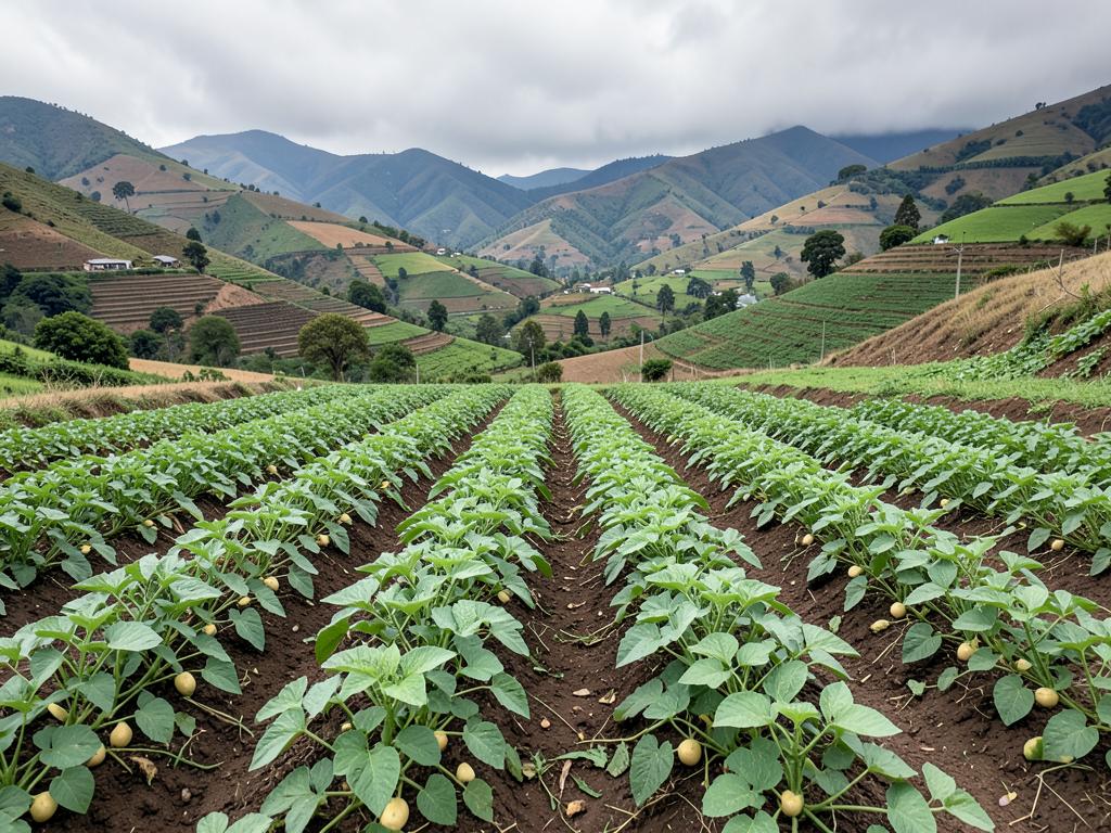 Cultivo de papa en las montañas colombianas
